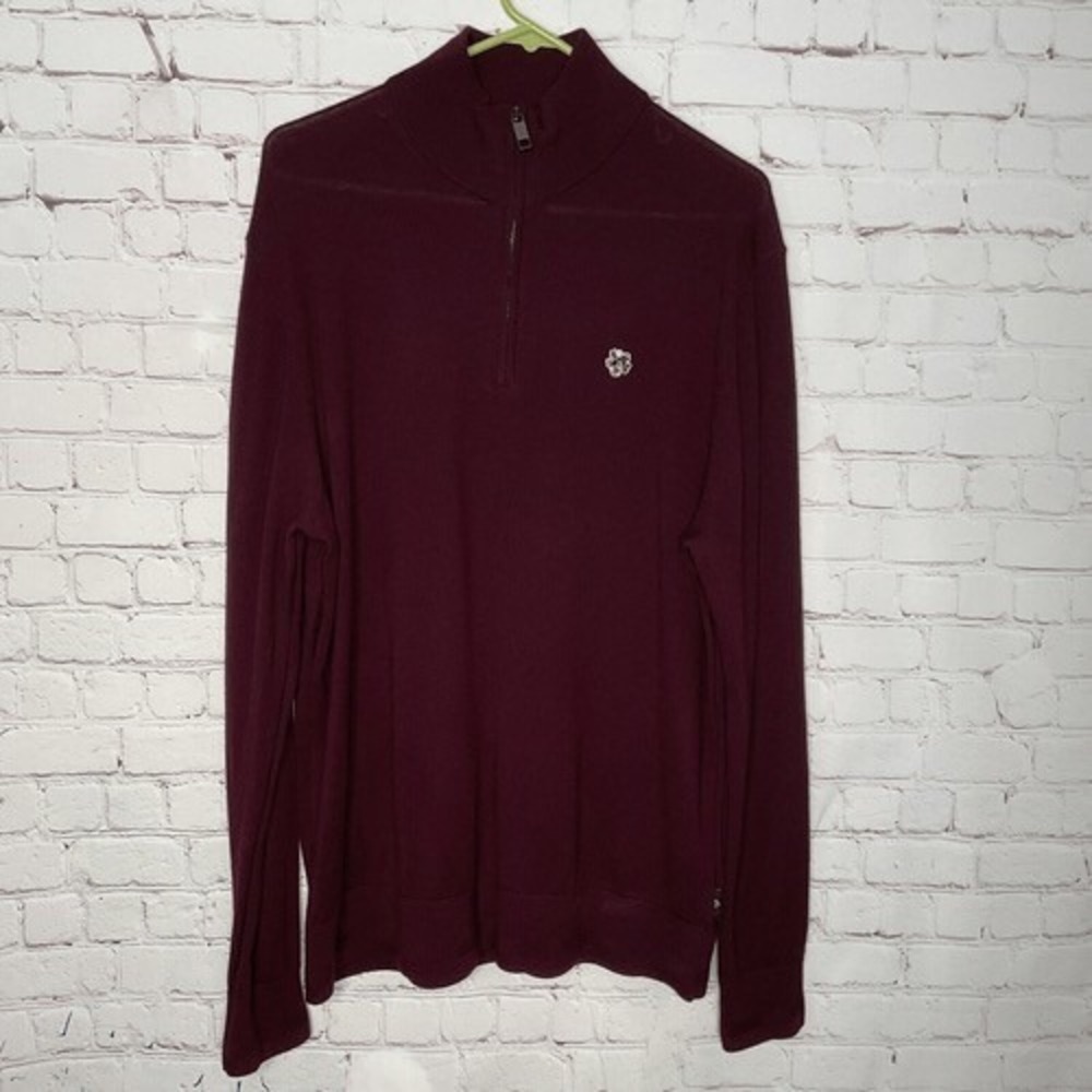 Ted Baker Burgundy Long Sleeve 1/2 Zip MockNeck Sweater Men XL